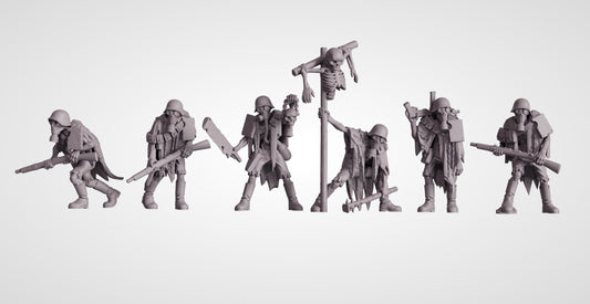 Dead zone infantry  - 6 Count - 32mm Scale Resin Models compatible with Trench Crusade